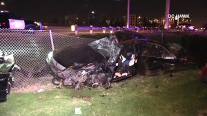 Driver Flies off 5 Fwy into Motel 6 Parking Lot in Orange