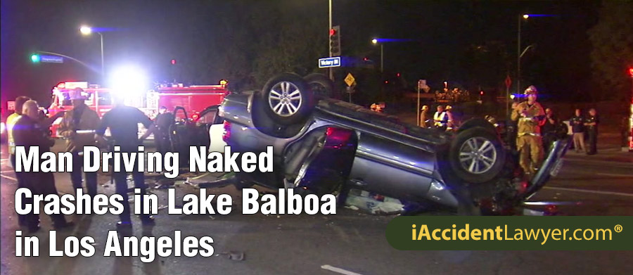 Los Angeles Ca Man Driving Naked Crashes In Lake Balboa Car