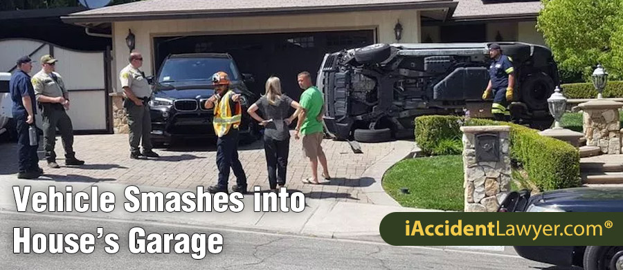 Vehicle Smashes into House’s Garage on Vista Delgado Drive in Santa Clarita
