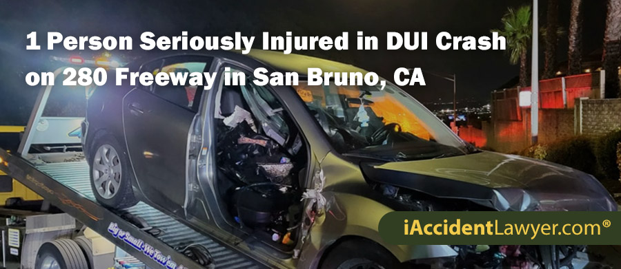 San Bruno DUI Crash Seriously Injures 1 Person on 280 Fwy