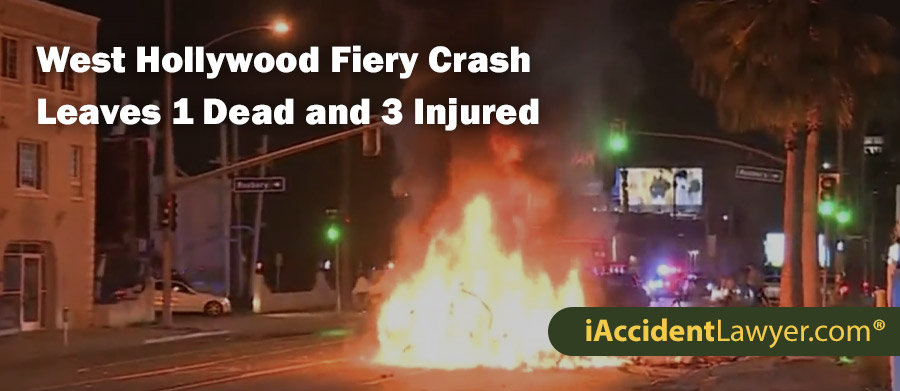 West Hollywood Fiery Crash Leaves 1 Dead and 3 Injured