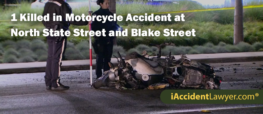 1 Killed in Motorcycle Accident at North State Street and Blake Street