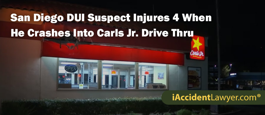 San Diego DUI Suspect Injures 4 When He Crashes Into Carls Jr. Drive Thru On Kearny Mesa Road