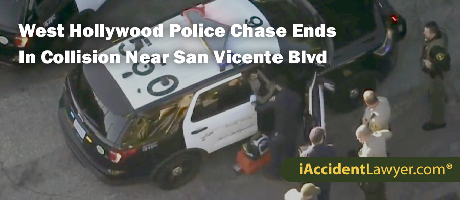 West Hollywood Police Chase Ends In Collision Near San Vicente Blvd