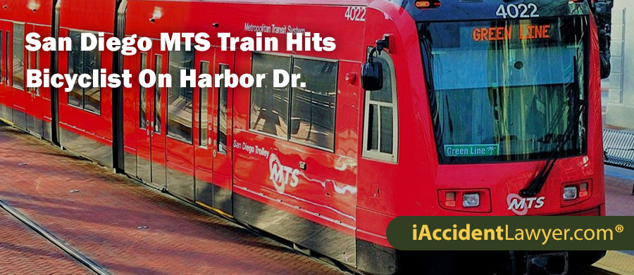 San Diego MTS Train Hits Bicyclist On Harbor Dr.