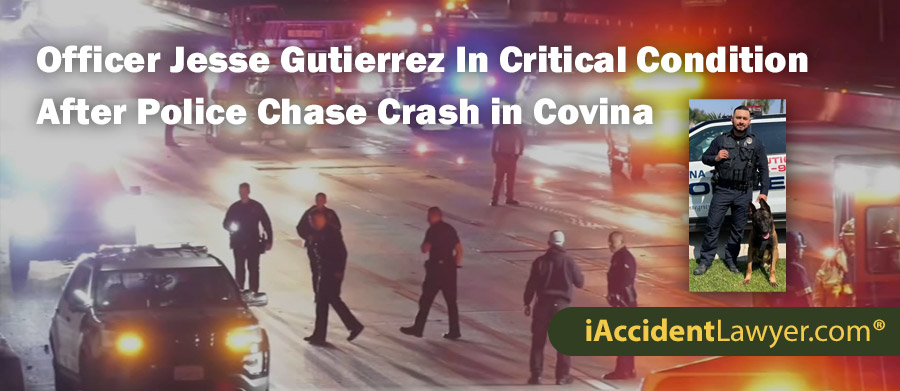 Officer Jesse Gutierrez In Critical Condition After Police Chase Crash in Covina