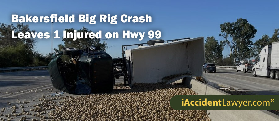 Bakersfield Big Rig Crash Leaves 1 Injured on Hwy 99