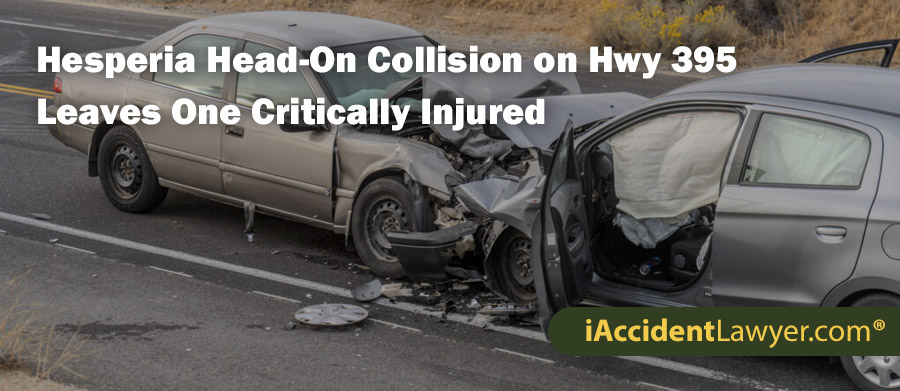 Hesperia Head-On Collision on Hwy 395 Leaves One Critically Injured