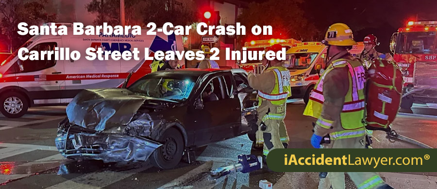 Santa Barbara 2-Car Crash on Carrillo Street Leaves 2 Injured