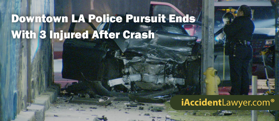 Downtown LA Police Pursuit Ends With 3 Injured After Crash