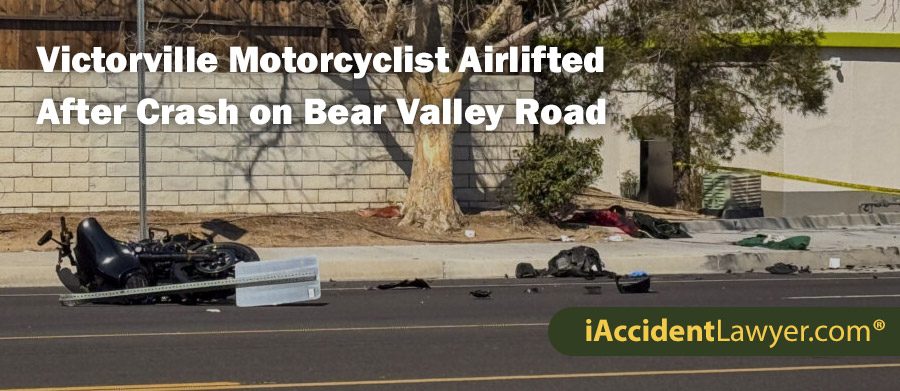 Victorville Motorcyclist Airlifted After Crash on Bear Valley Road