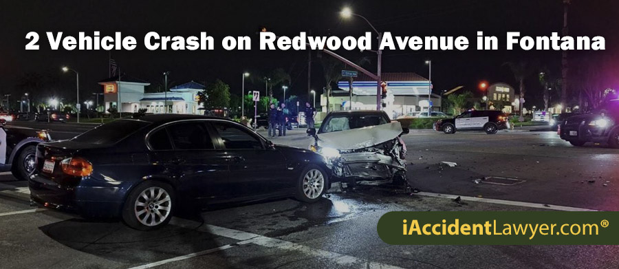 Fontana 2 Vehicle Crash on Redwood Avenue Leaves Several Injuries