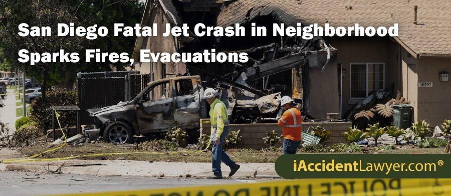 San Diego Fatal Jet Crash in Neighborhood Sparks Fires, Evacuations