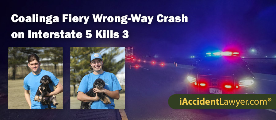Coalinga Fiery Wrong-Way Crash on Interstate 5 Kills 3