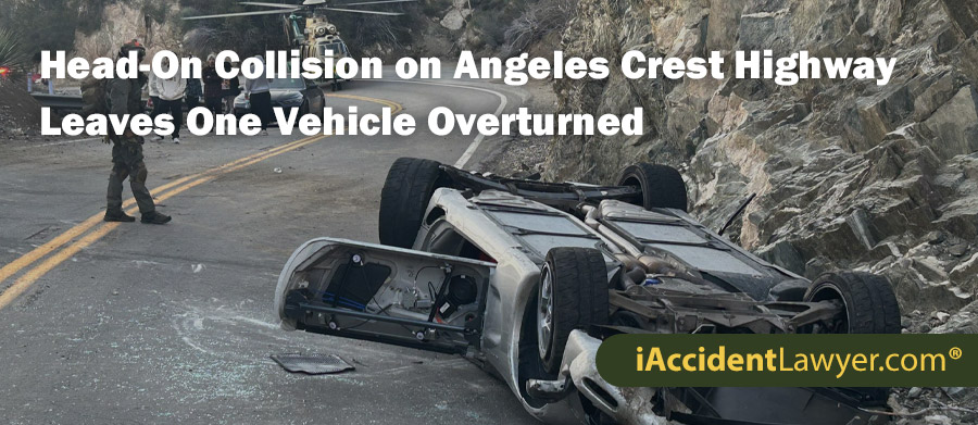 Head-On Collision Near La Cañada Flintridge Leaves One Vehicle Overturned