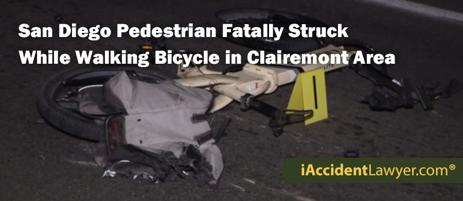 San Diego Pedestrian Fatally Struck While Walking Bicycle in Clairemont Area