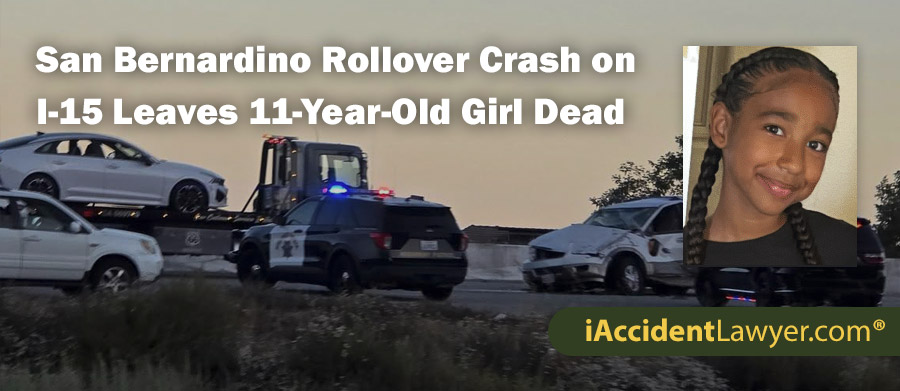 San Bernardino Rollover Crash on I-15 Leaves 11-Year-Old Girl Dead